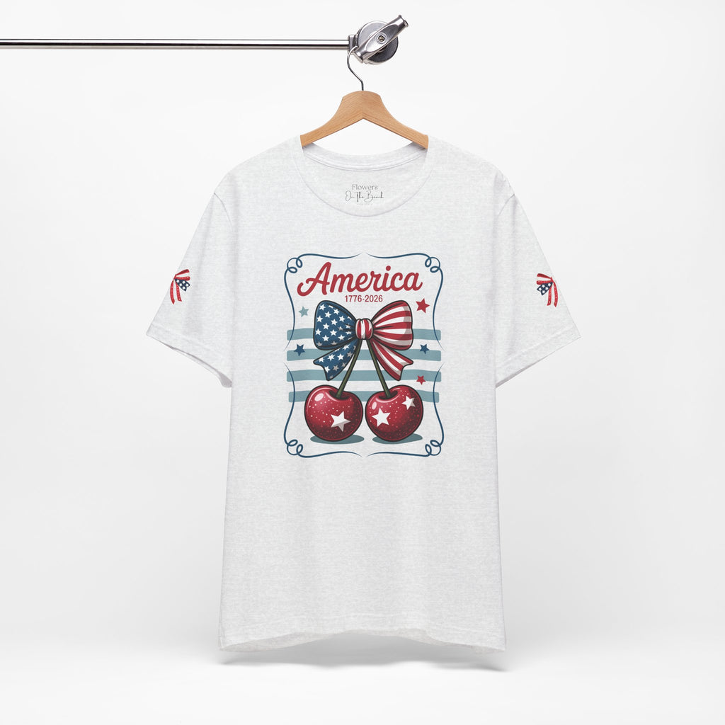 Patriotic 250th Cherries & Bows Tee — America's 250th Anniversary T-Shirt