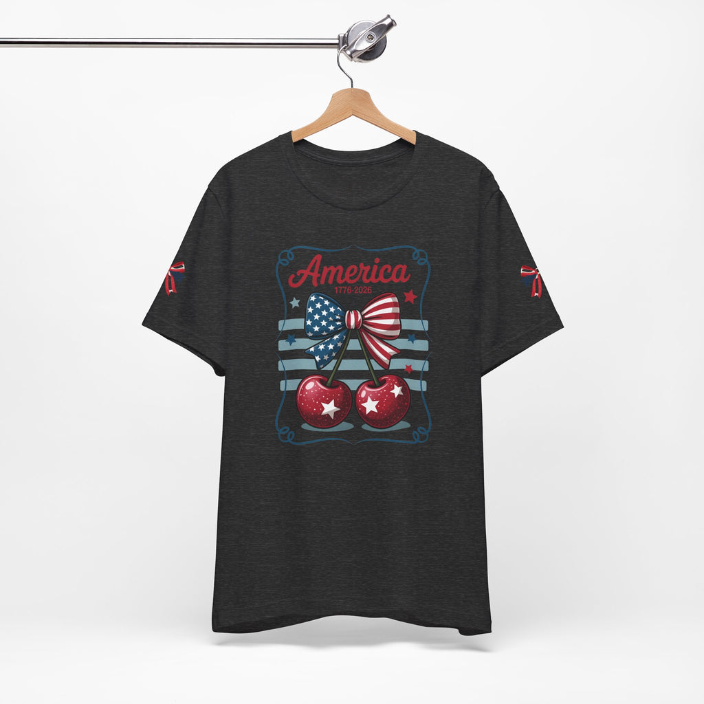 Patriotic 250th Cherries & Bows Tee — America's 250th Anniversary T-Shirt