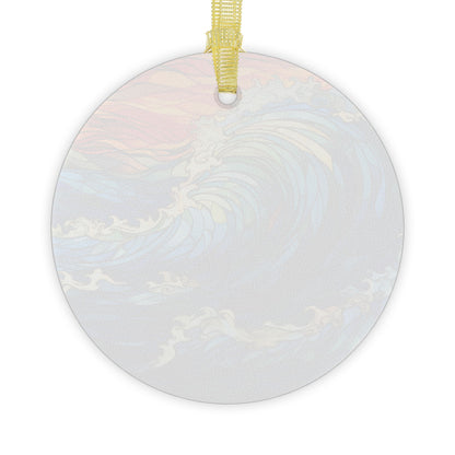 Glass Ornaments, Stained Glass Style Ocean Wave Ornament - Holiday Decor, Christmas Tree Decoration, Coastal Home Accents, Unique Gift