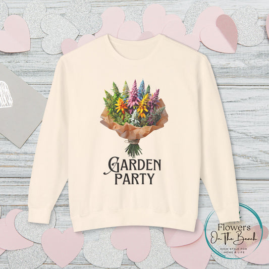 Garden Party Lightweight Crewneck, Stoner Valentines Gift, Floral Stoner Jumper, Marijuana Lover Shirt, 420 Humor Tshirt, Cannabis Humor