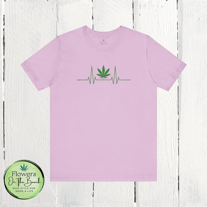 Weed Leaf Heartbeat T-Shirt, Marijuana Plant Tee, Cannabis Lover Shirt, 420 Gift, Unisex Jersey Top