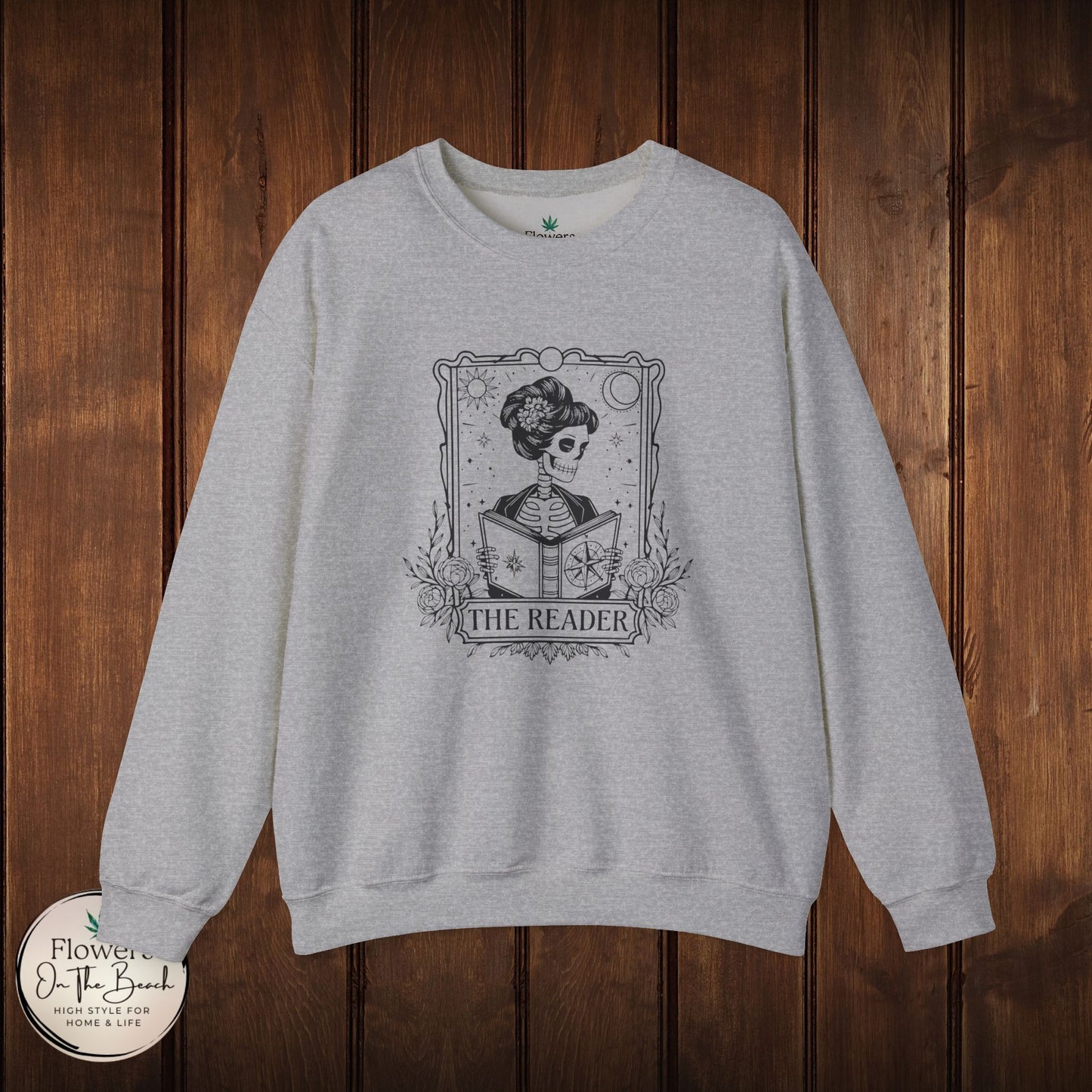Tarot Card Skeleton Sweatshirt, The Reader Graphic Design, Gift for Tarot Lovers, Skeleton Clothing, Gothic Sweatshirt, Book Lover Apparel