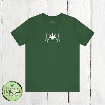 Weed Leaf Heartbeat T-Shirt, Marijuana Plant Tee, Cannabis Lover Shirt, 420 Gift, Unisex Jersey Top