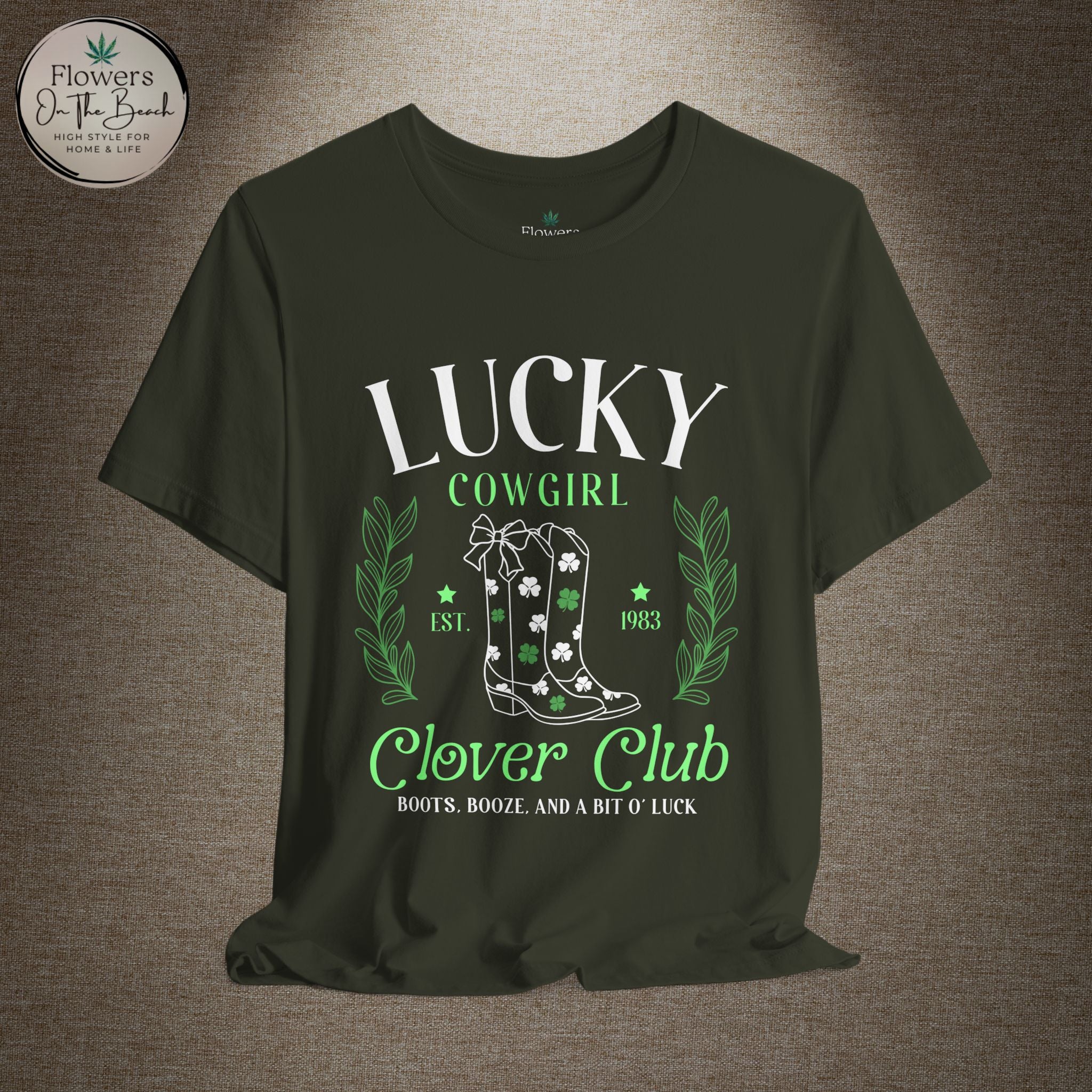 Cowgirl Boots Shamrock Lucky Cowgirl Clover Tee