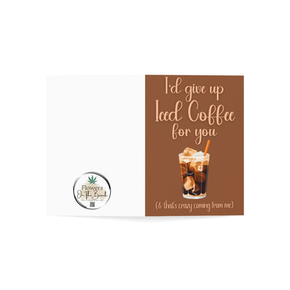 Blank Note Cards, Coffee Card,  Iced Coffee Greeting Card, Give Up Iced Coffee Card, Iced Coffee Lover Card, Coffee Theme Note Card