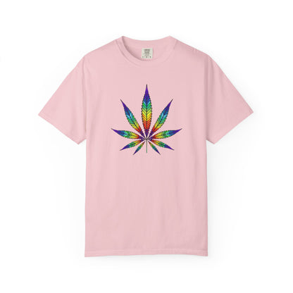 Colorful Cannabis Leaf T-Shirt, Stoner Tshirt Gift