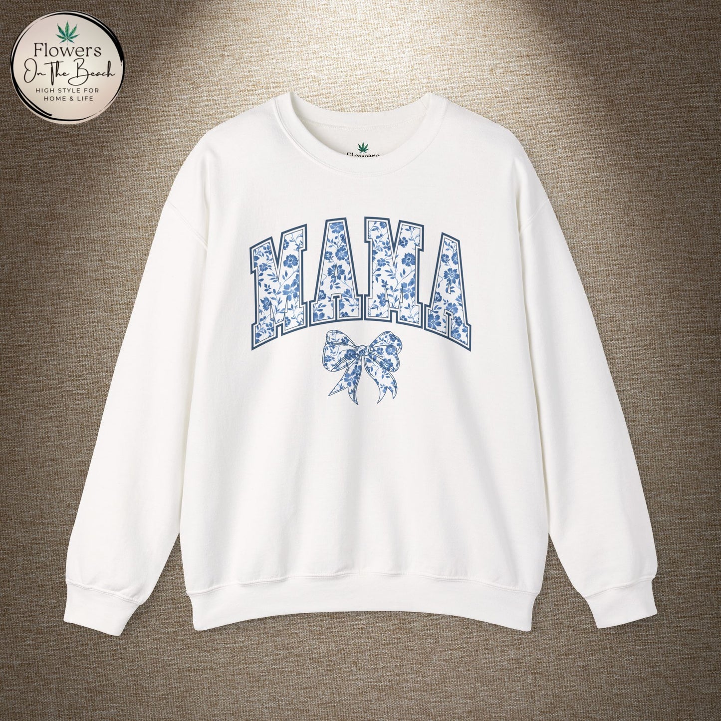 Floral Mama Coquette Blue Flowers Crewneck Sweatshirt, Mother's Day Gift, Gift for Her, Mom Apparel, Floral Sweatshirt, Boy Mom Sweatshirt