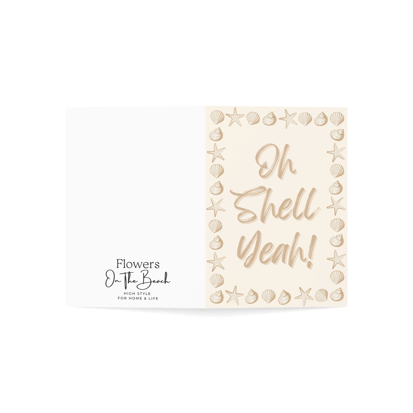 Blank Note Cards, Shell Yeah Beachy Card, Ocean Theme Congrats Card, Handmade Card, Cute Beachy Greeting Cards, Beach Theme Congrats Card