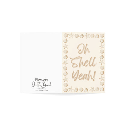 Blank Note Cards, Shell Yeah Beachy Card, Ocean Theme Congrats Card, Handmade Card, Cute Beachy Greeting Cards, Beach Theme Congrats Card