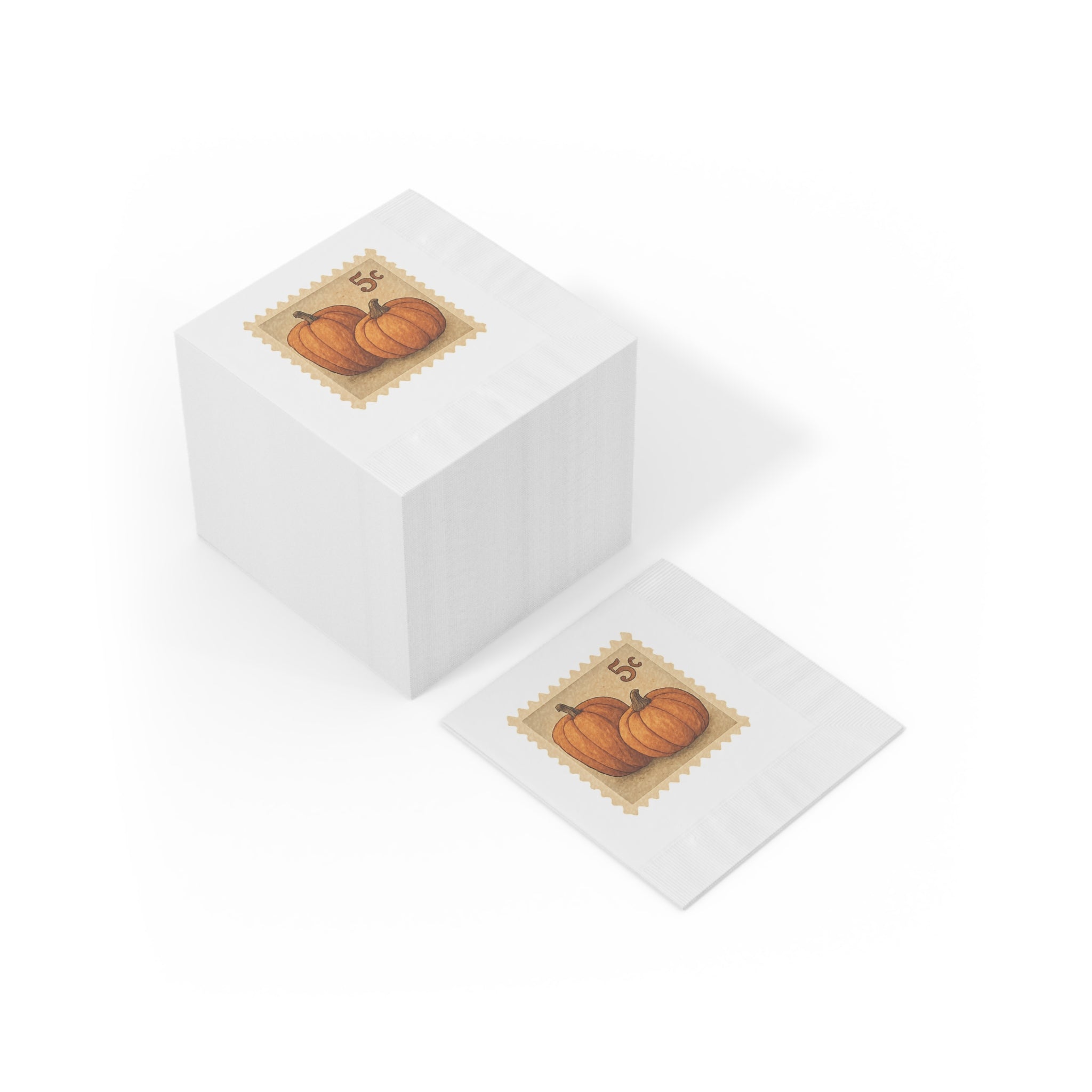 Vintage Fall Pumpkin Postage Stamp Napkins