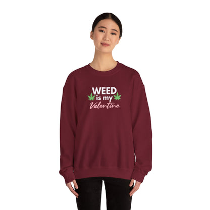 Valentine's Day Weed Long Sleeve Sweatshirt, Unisex Shirt Gift, Weed Lover Clothing, Funny Valentine Apparel, Cannabis Crewneck Jumper,