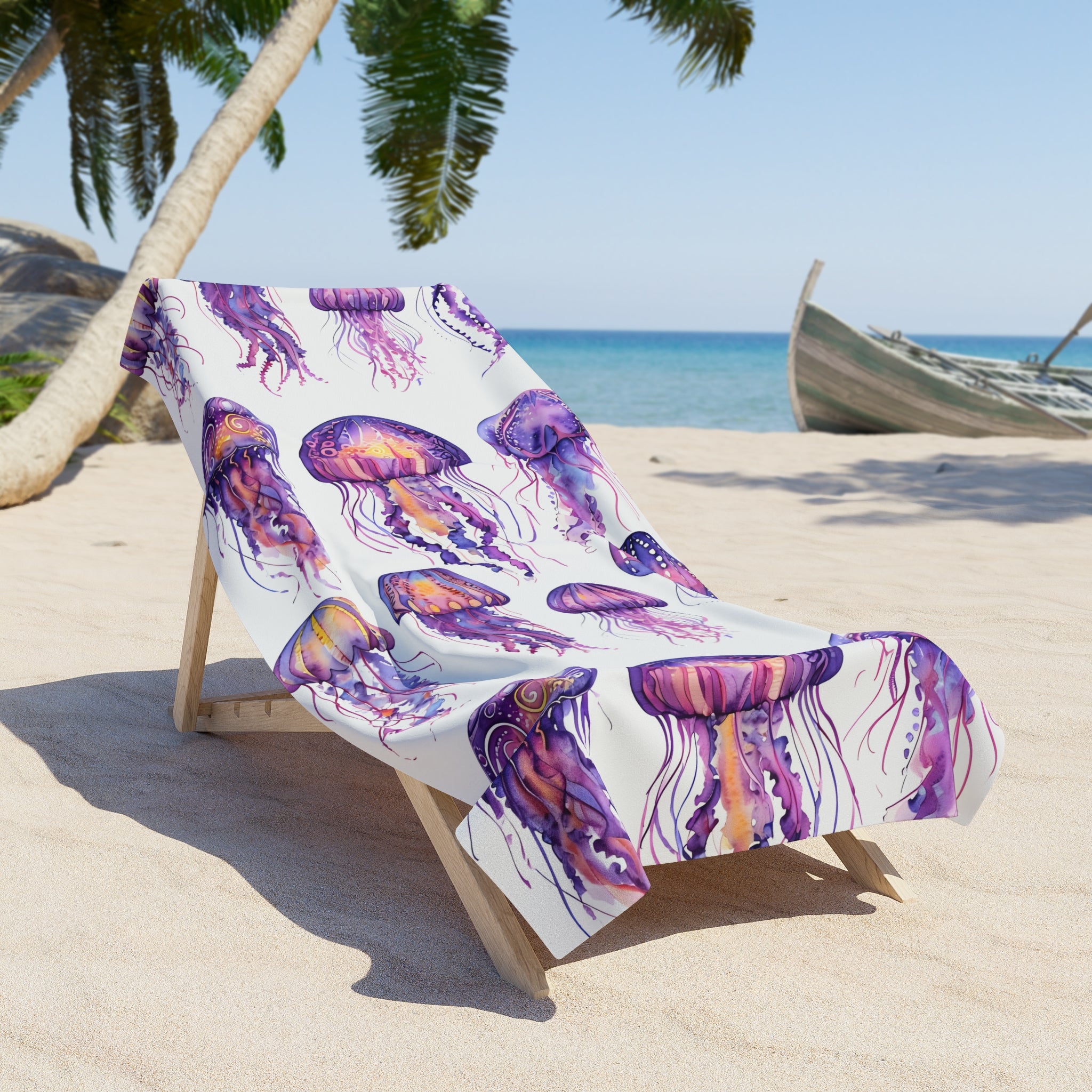 Purple Jellyfish Beach Towel, Ocean Inspired Towel, Sea Creature Design, Summer Beach Blanket, Coastal Home Decor, Beach Lover Gift