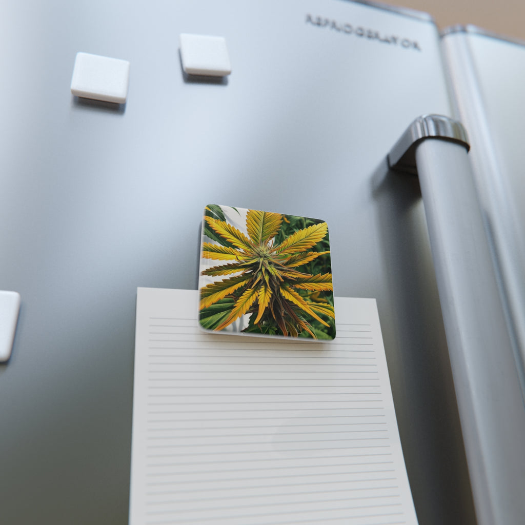 Bold Yellow Cannabis Plant Magnet