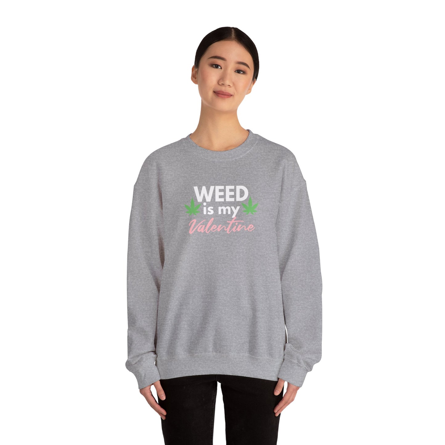 Valentine's Day Weed Long Sleeve Sweatshirt, Unisex Shirt Gift, Weed Lover Clothing, Funny Valentine Apparel, Cannabis Crewneck Jumper,