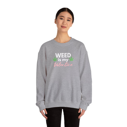 Valentine's Day Weed Long Sleeve Sweatshirt, Unisex Shirt Gift, Weed Lover Clothing, Funny Valentine Apparel, Cannabis Crewneck Jumper,