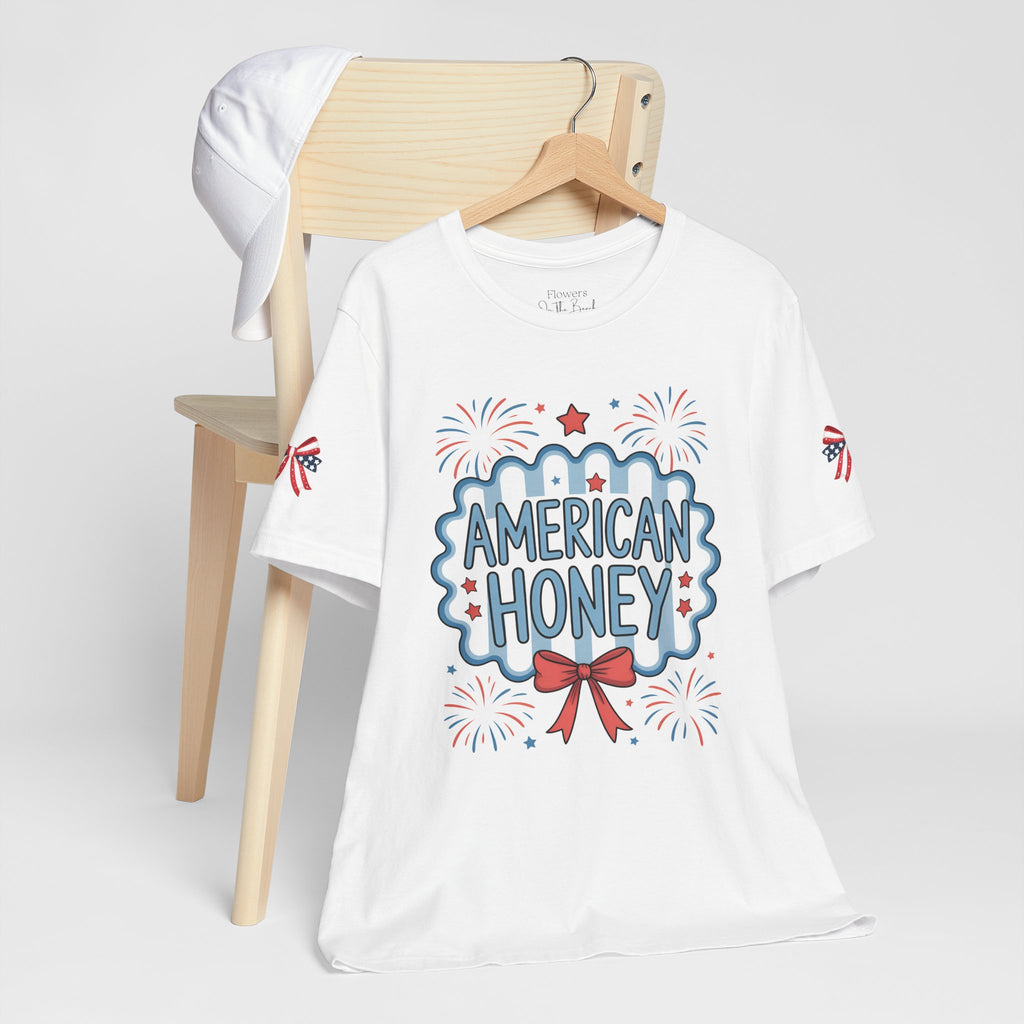 American Honey Fireworks and Bows Tee | Red White Blue Patriotic