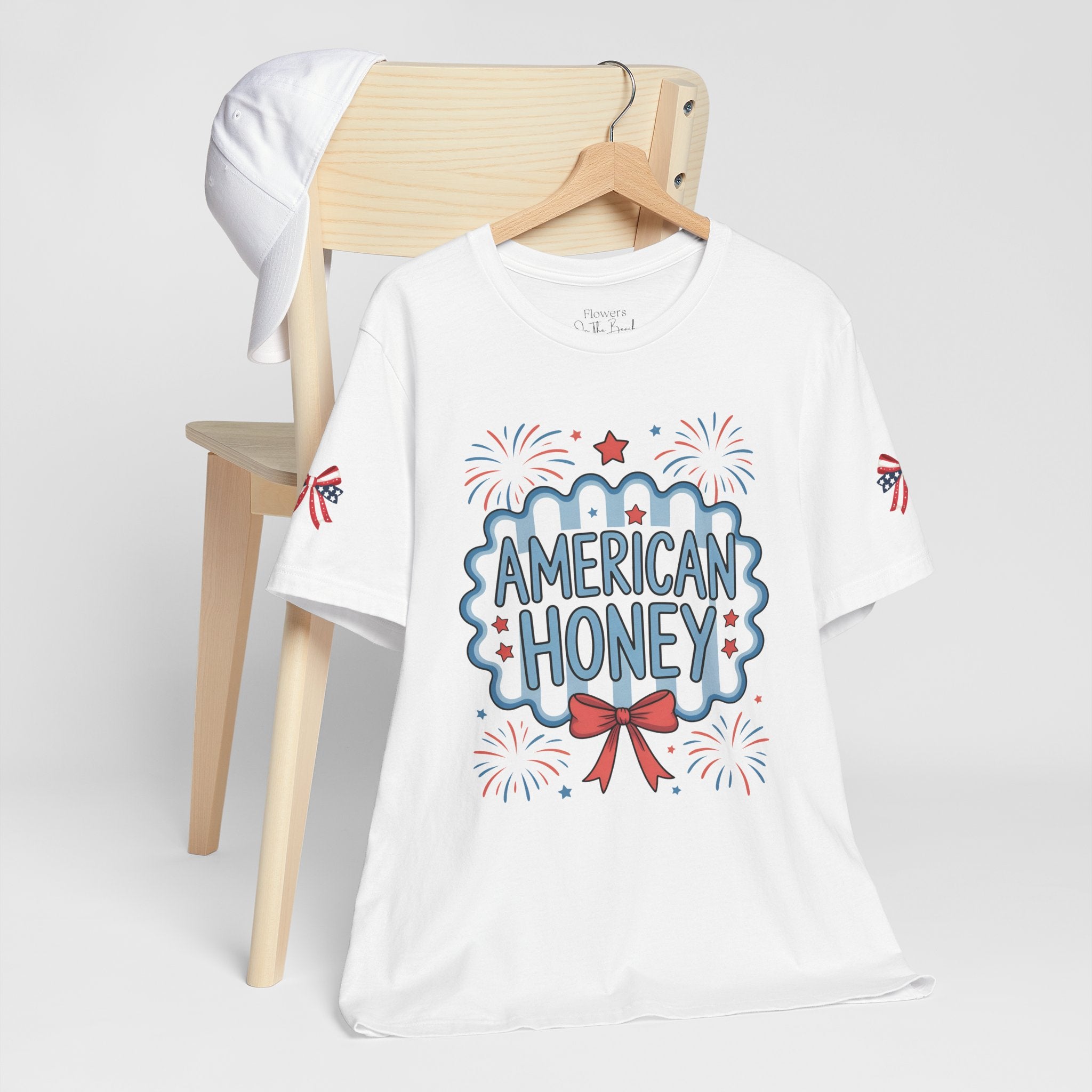 American Honey Fireworks and Bows Tee | Red White Blue Patriotic