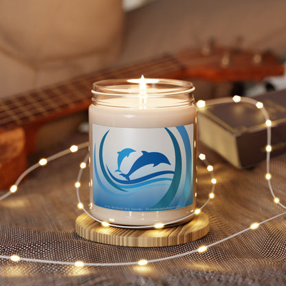 Scented Candle, Peaceful Dolphins, Ocean Theme Home Decor, Dolphin Lovers Gift, Soy Wax, Creatures of the Sea Candle, Stocking Stuffer