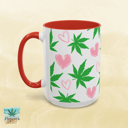 Mug, Simple and Stylish Stoner Valentine's Day Coffee Cup, Romantic Weed Lover Gift, Cannabis Culture 420, 11 or 15oz