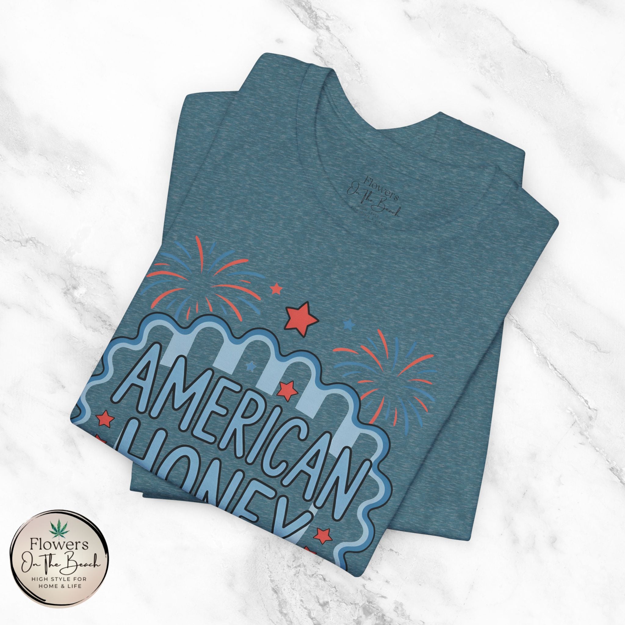 American Honey Fireworks and Bows Tee | Red White Blue Patriotic