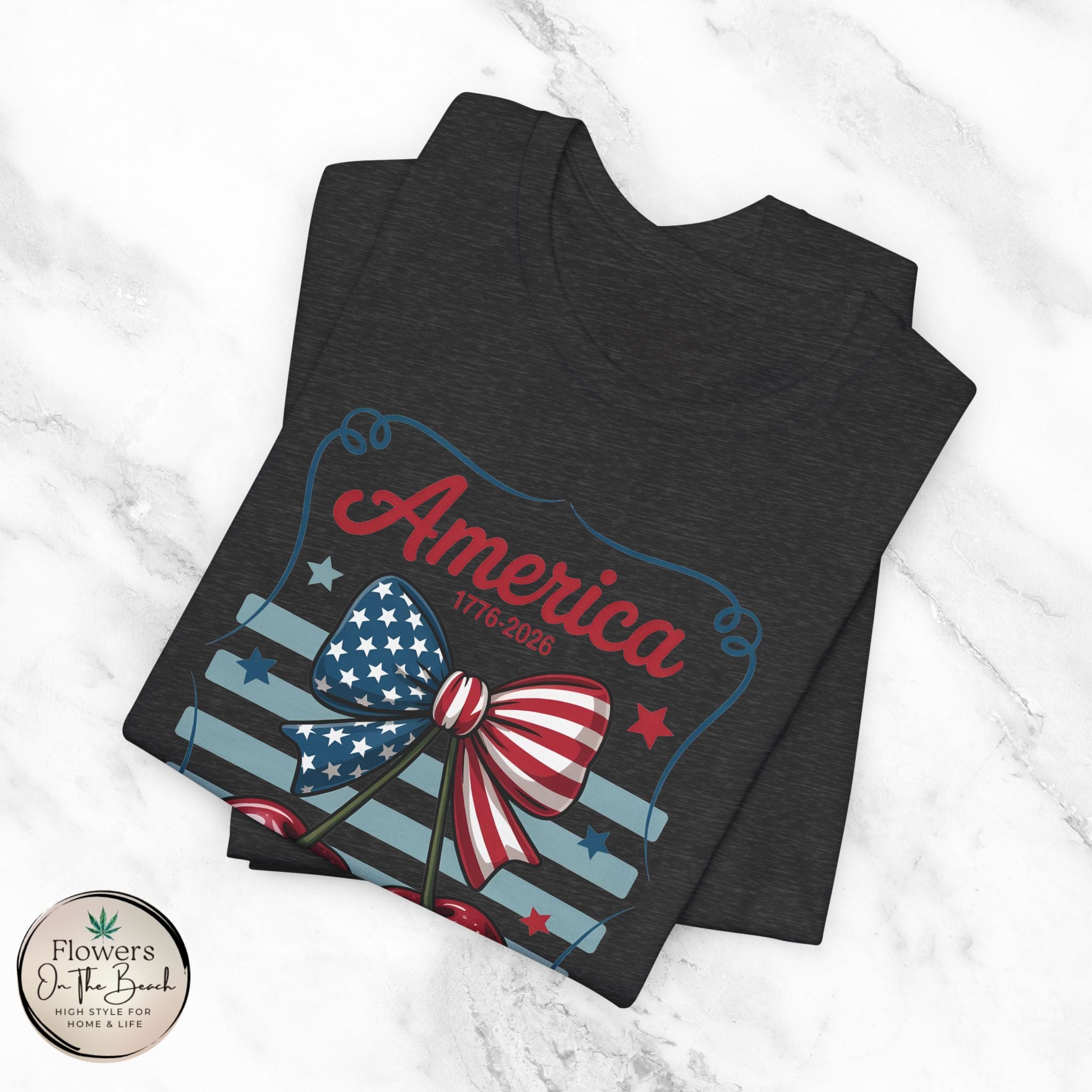Patriotic 250th Cherries & Bows Tee — America's 250th Anniversary T-Shirt