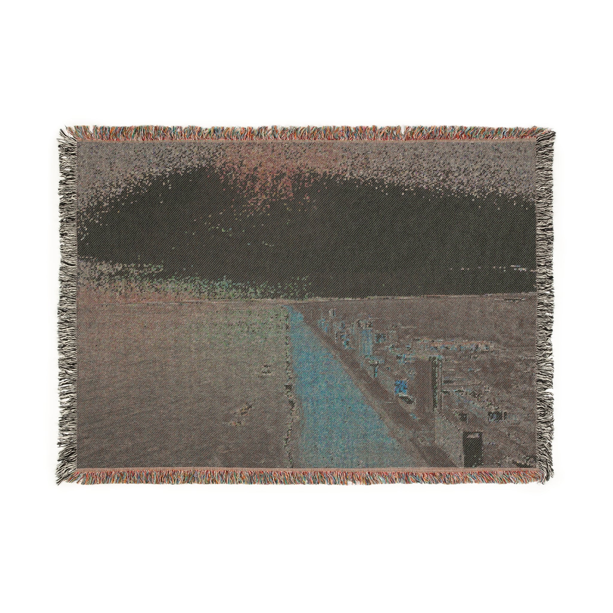 Vintage Virginia Beach VA Skyline Woven Blanket, Beach Decor, Photo Blanket, Beach House Gift, Coastal Home Decor