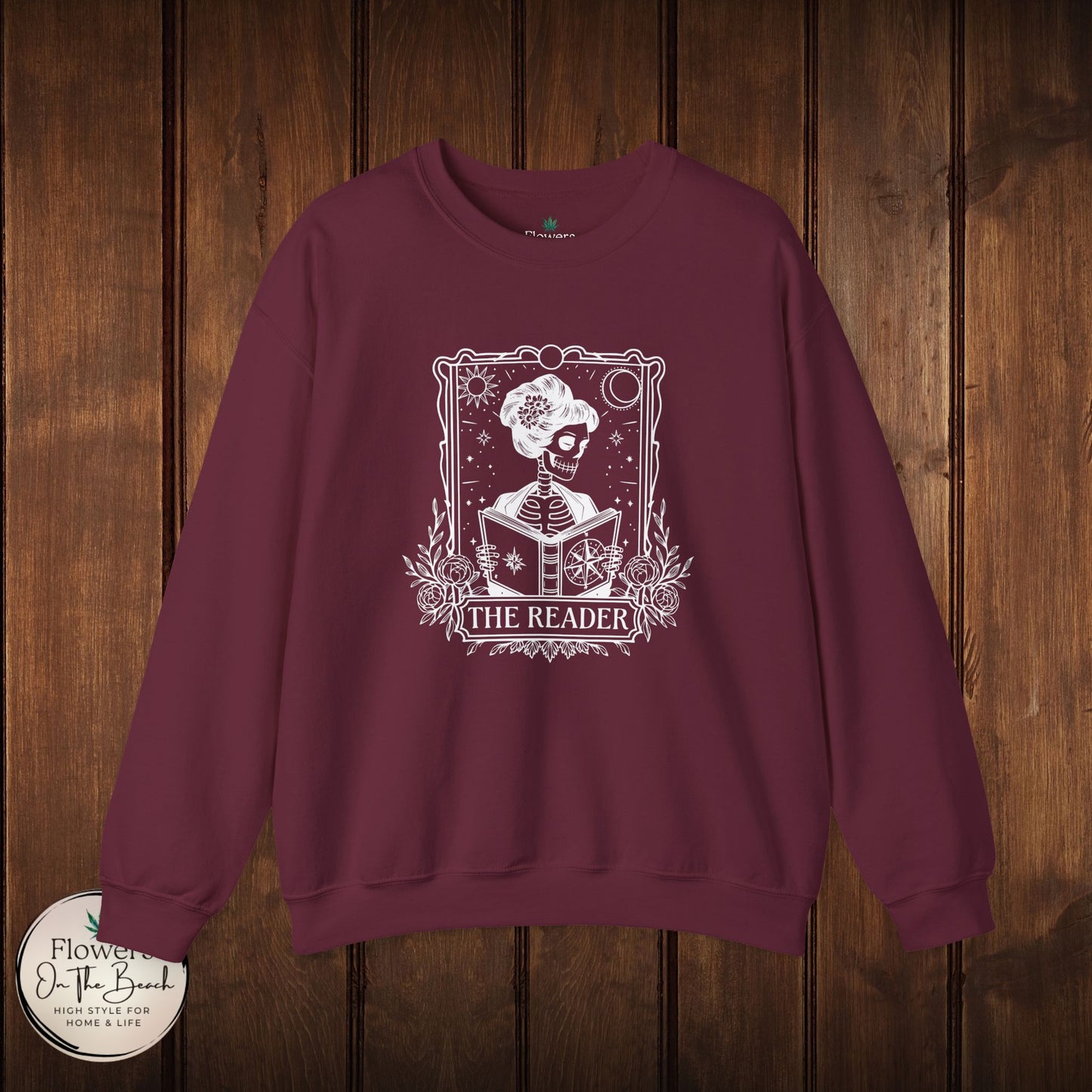 Tarot Card Skeleton Sweatshirt, The Reader Graphic Design, Gift for Tarot Lovers, Skeleton Clothing, Gothic Sweatshirt, Book Lover Apparel