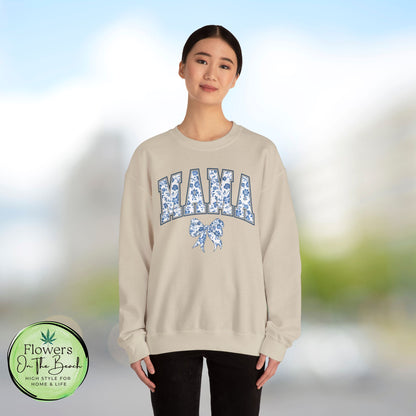 Floral Mama Coquette Blue Flowers Crewneck Sweatshirt, Mother's Day Gift, Gift for Her, Mom Apparel, Floral Sweatshirt, Boy Mom Sweatshirt