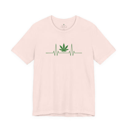 Weed Leaf Heartbeat T-Shirt, Marijuana Plant Tee, Cannabis Lover Shirt, 420 Gift, Unisex Jersey Top