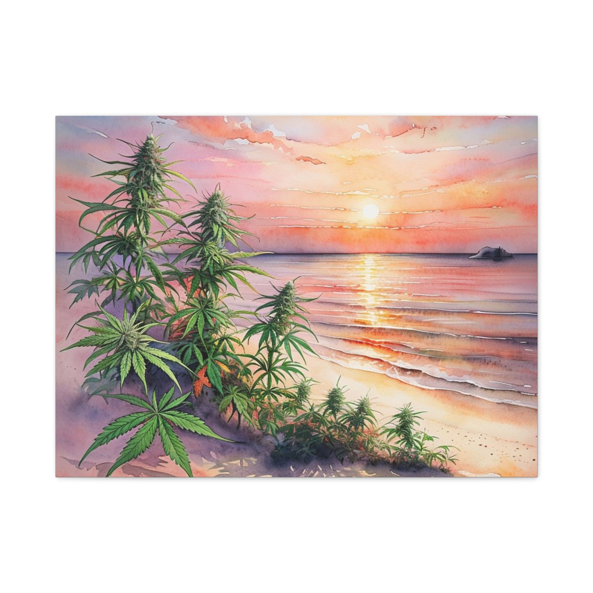Cannabis Flowers on the Beach Wall Art