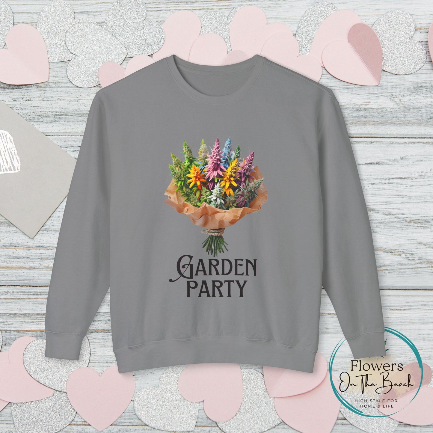 Garden Party Lightweight Crewneck, Stoner Valentines Gift, Floral Stoner Jumper, Marijuana Lover Shirt, 420 Humor Tshirt, Cannabis Humor