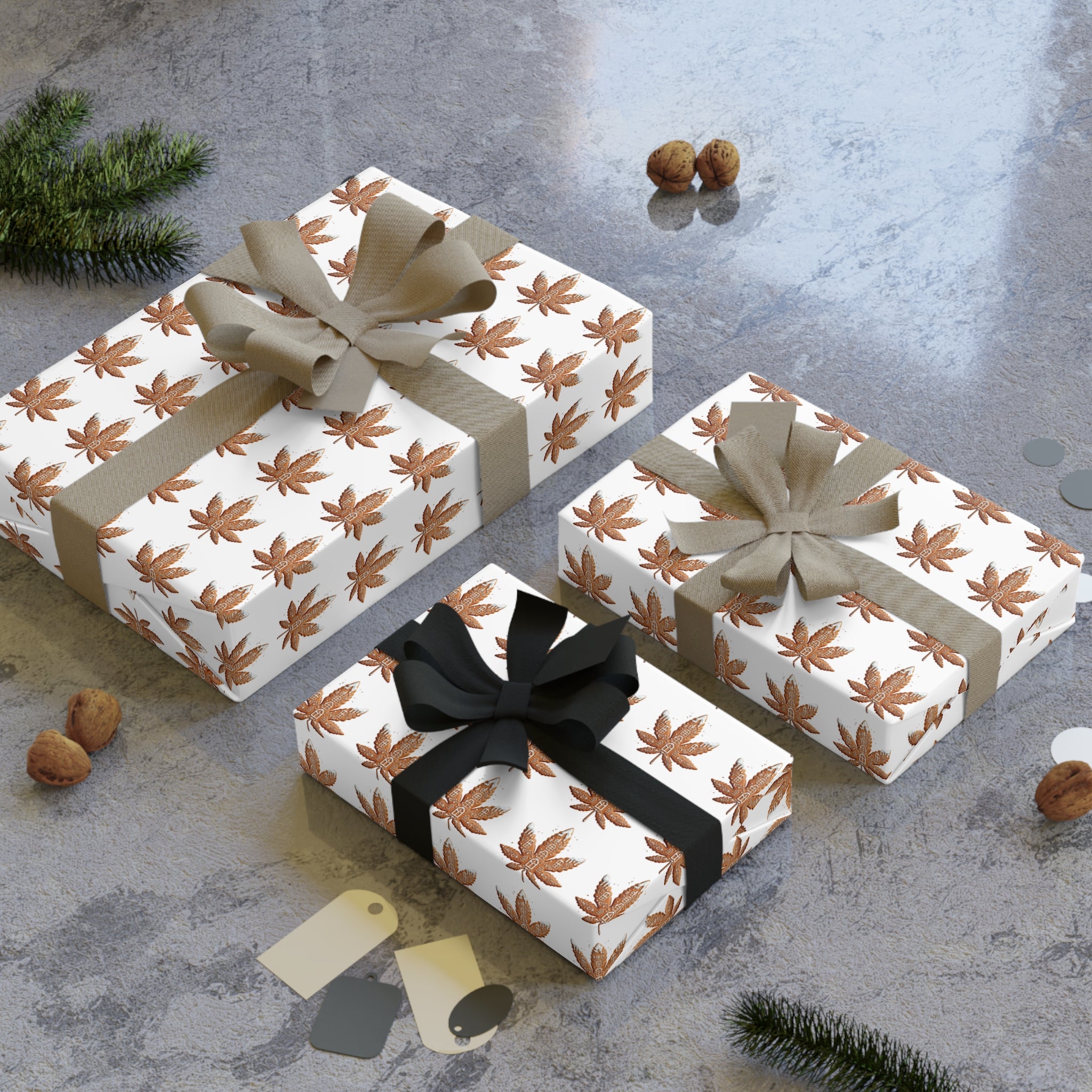 Cute Gingerbread Cannabis Cookie Gift Wrap