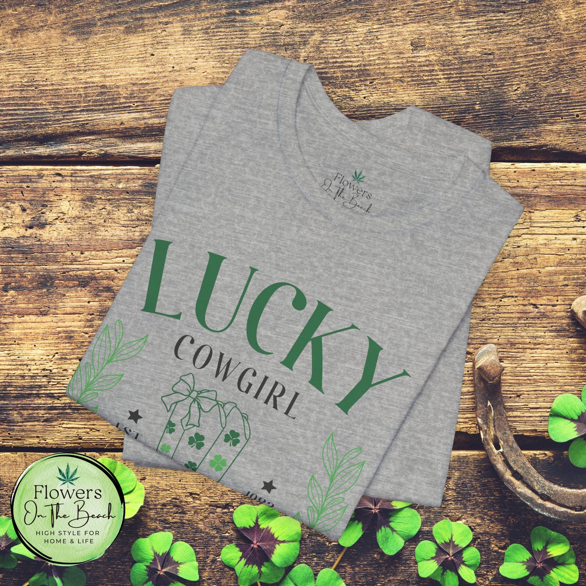 Cowgirl Boots Shamrock Lucky Cowgirl Clover Tee