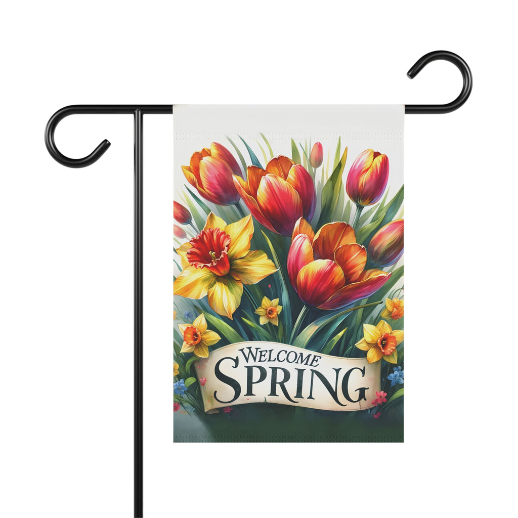 Welcome Spring Flower Garden Banner