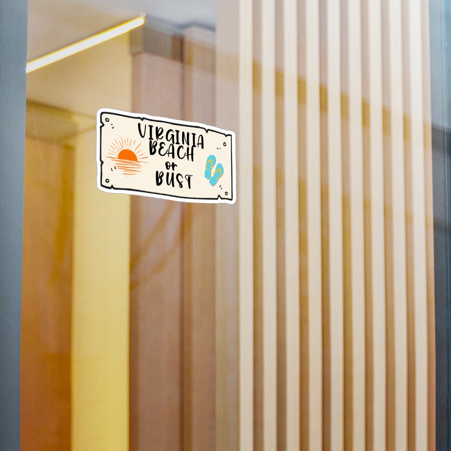 Virginia Beach or Bust Sticker, Colorful Oceanfront Decal, Coastal City Vinyl Decal, Beach Lover Gift, Summer Travel Souvenir, Beach Bum Car