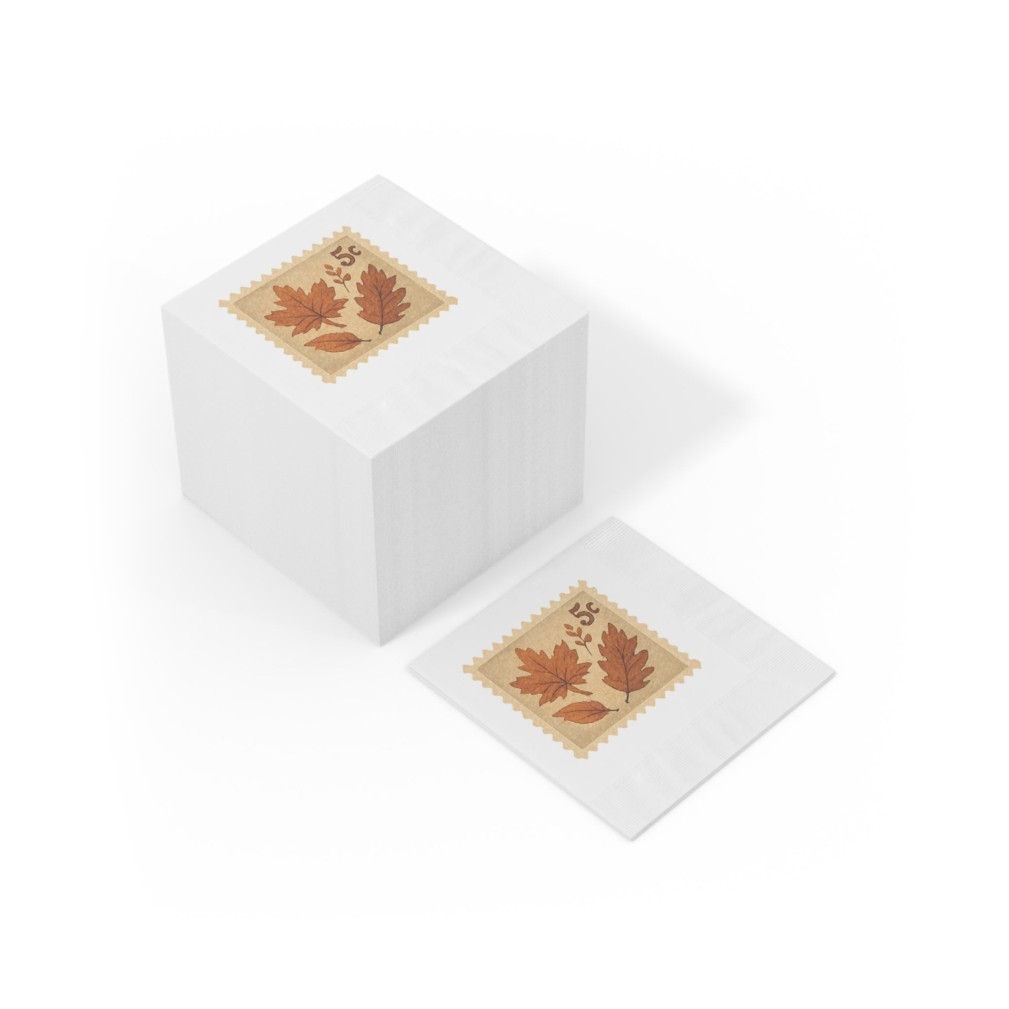 Vintage Fall Leaves Postage Stamp Napkins
