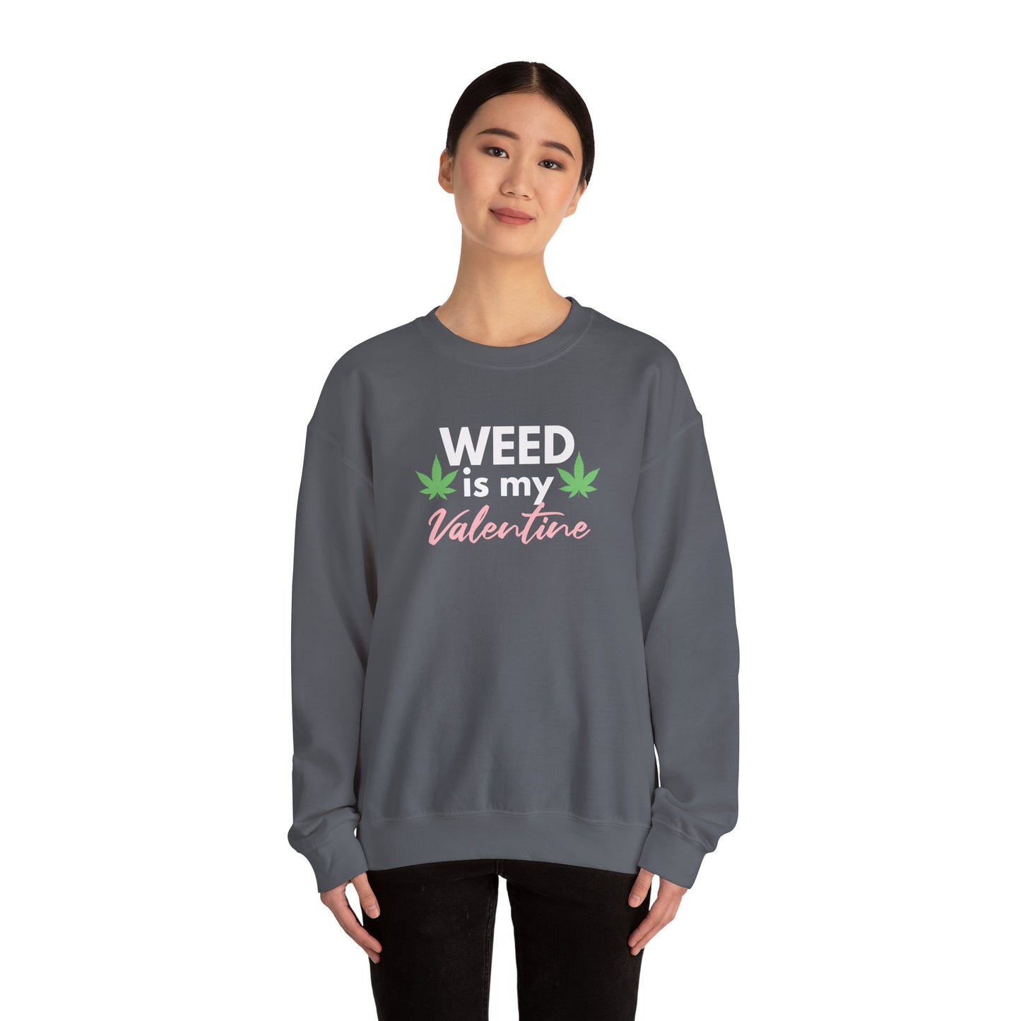 Valentine's Day Weed Long Sleeve Sweatshirt, Unisex Shirt Gift, Weed Lover Clothing, Funny Valentine Apparel, Cannabis Crewneck Jumper,