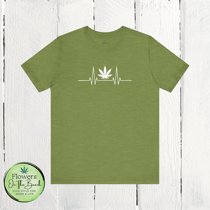 Weed Leaf Heartbeat T-Shirt, Marijuana Plant Tee, Cannabis Lover Shirt, 420 Gift, Unisex Jersey Top