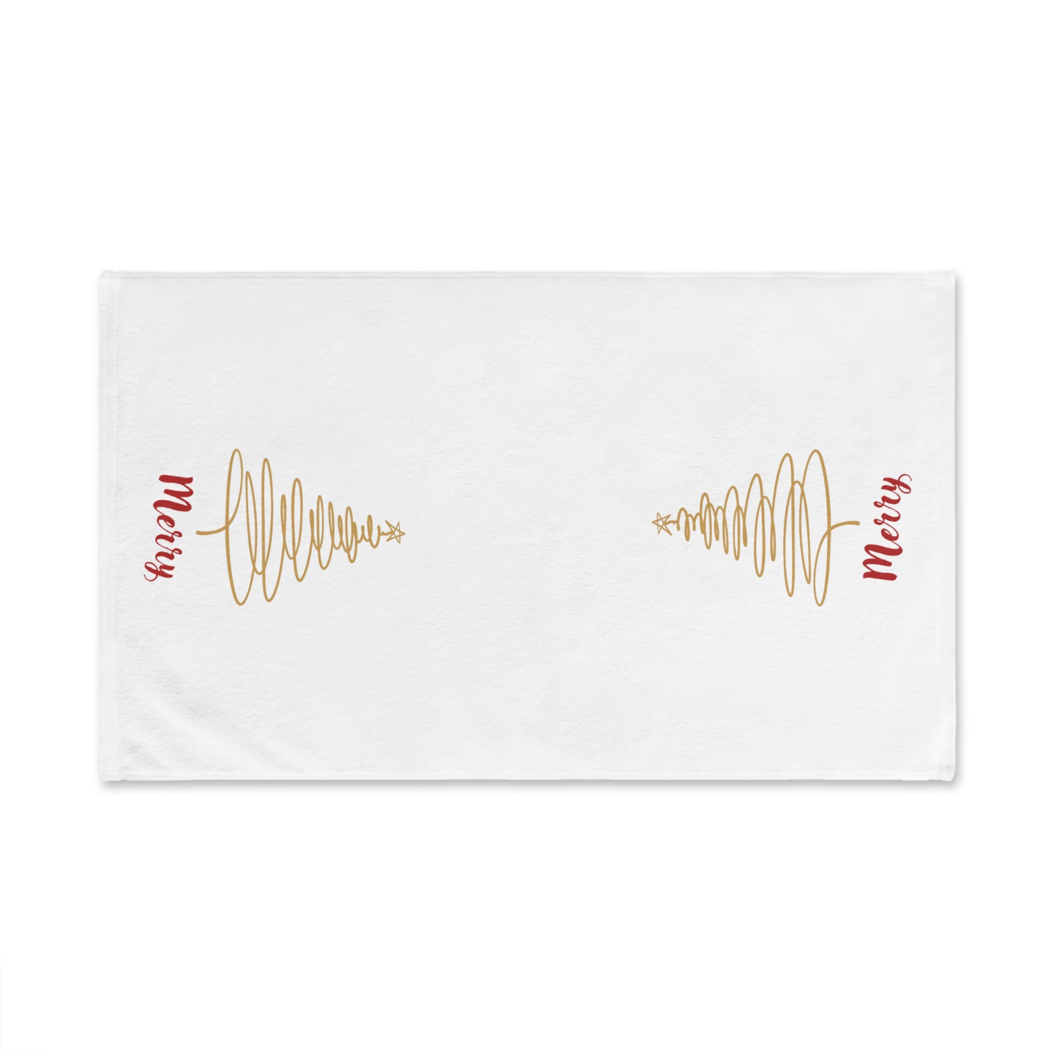 Merry - Minimalist Gold Christmas Tree Hand Towel