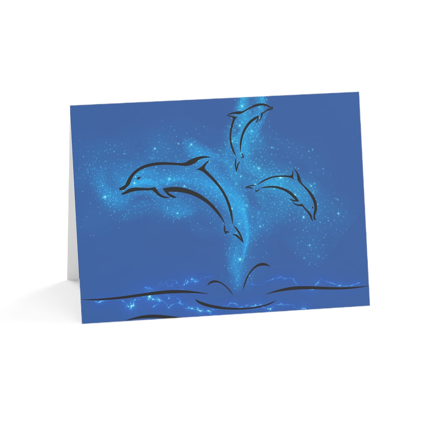 Elegant love note, magical dolphins, ocean lovers romantic card