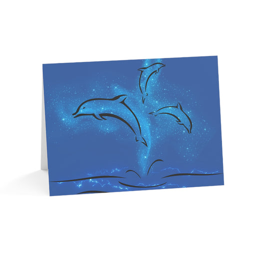 Elegant love note, magical dolphins, ocean lovers romantic card