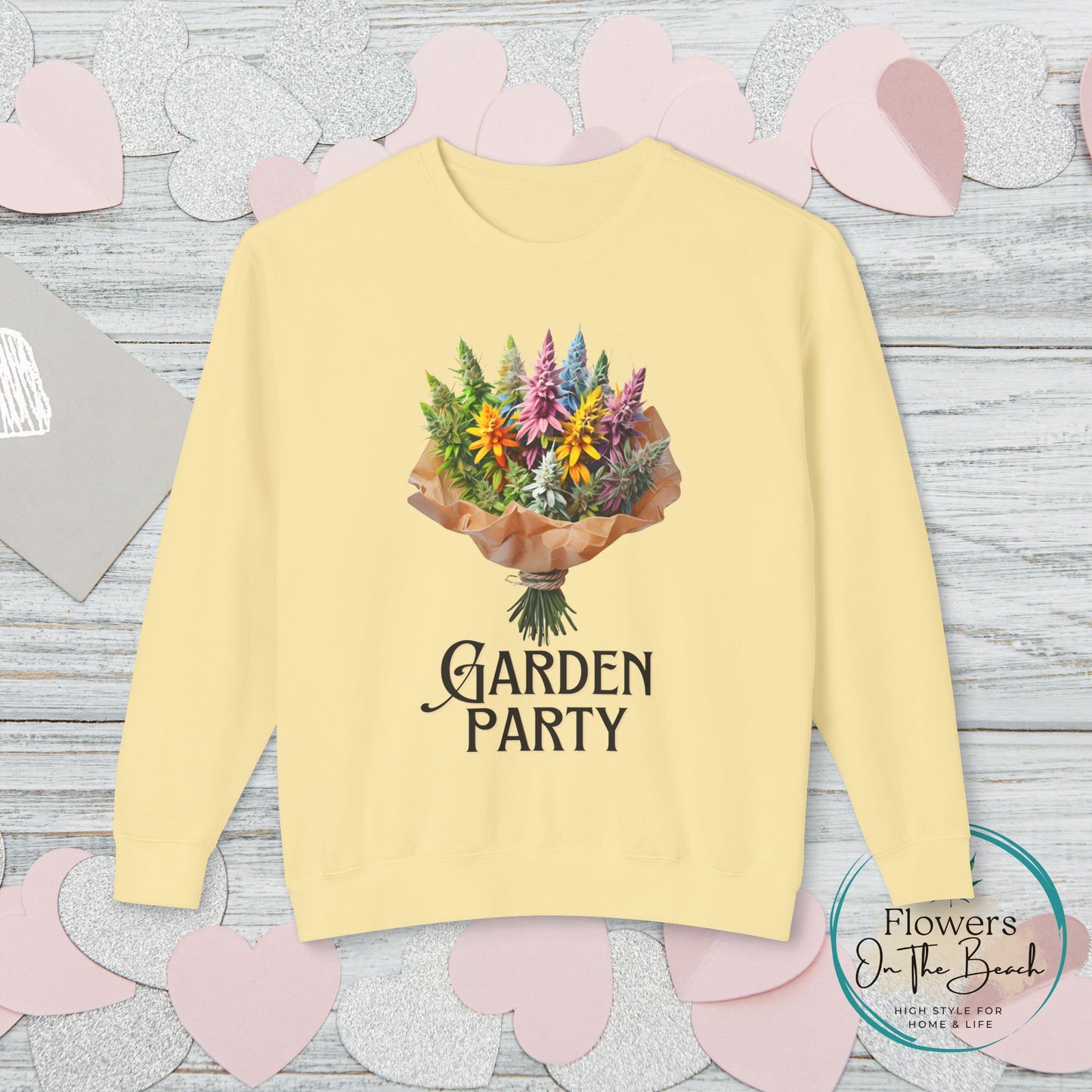 Garden Party Lightweight Crewneck, Stoner Valentines Gift, Floral Stoner Jumper, Marijuana Lover Shirt, 420 Humor Tshirt, Cannabis Humor
