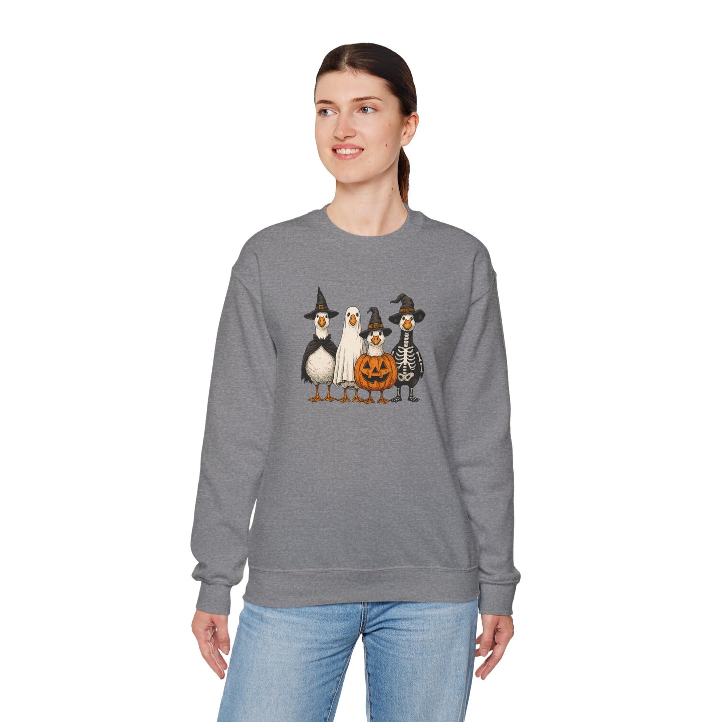 Cute Halloween Crewneck, Halloween Duck, Spooky Halloween Crewneck Sweatshirt, Funny Halloween Attire, Unisex Sweater for Fall, Cozy Sweatshirt, Pumpkin Decor