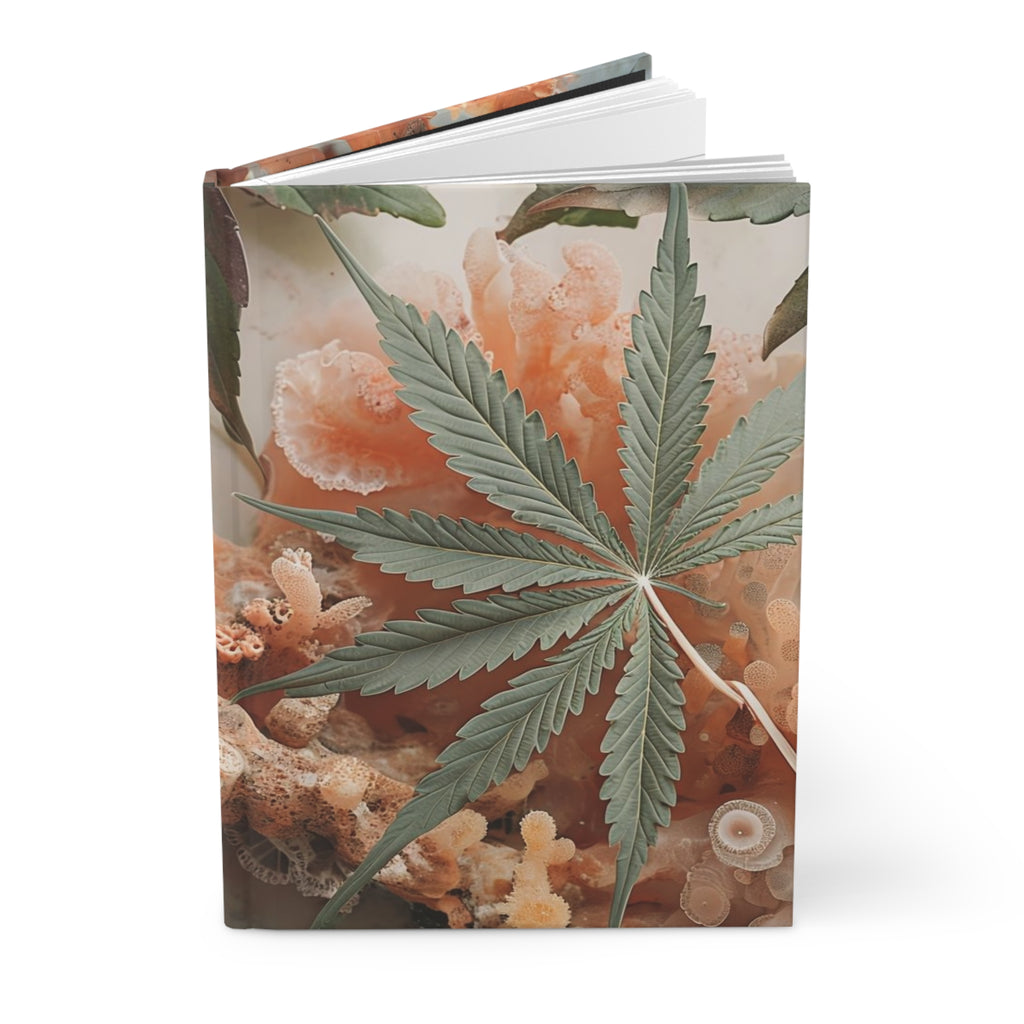 Artsy Coral and Cannabis Design Hardcover Journal