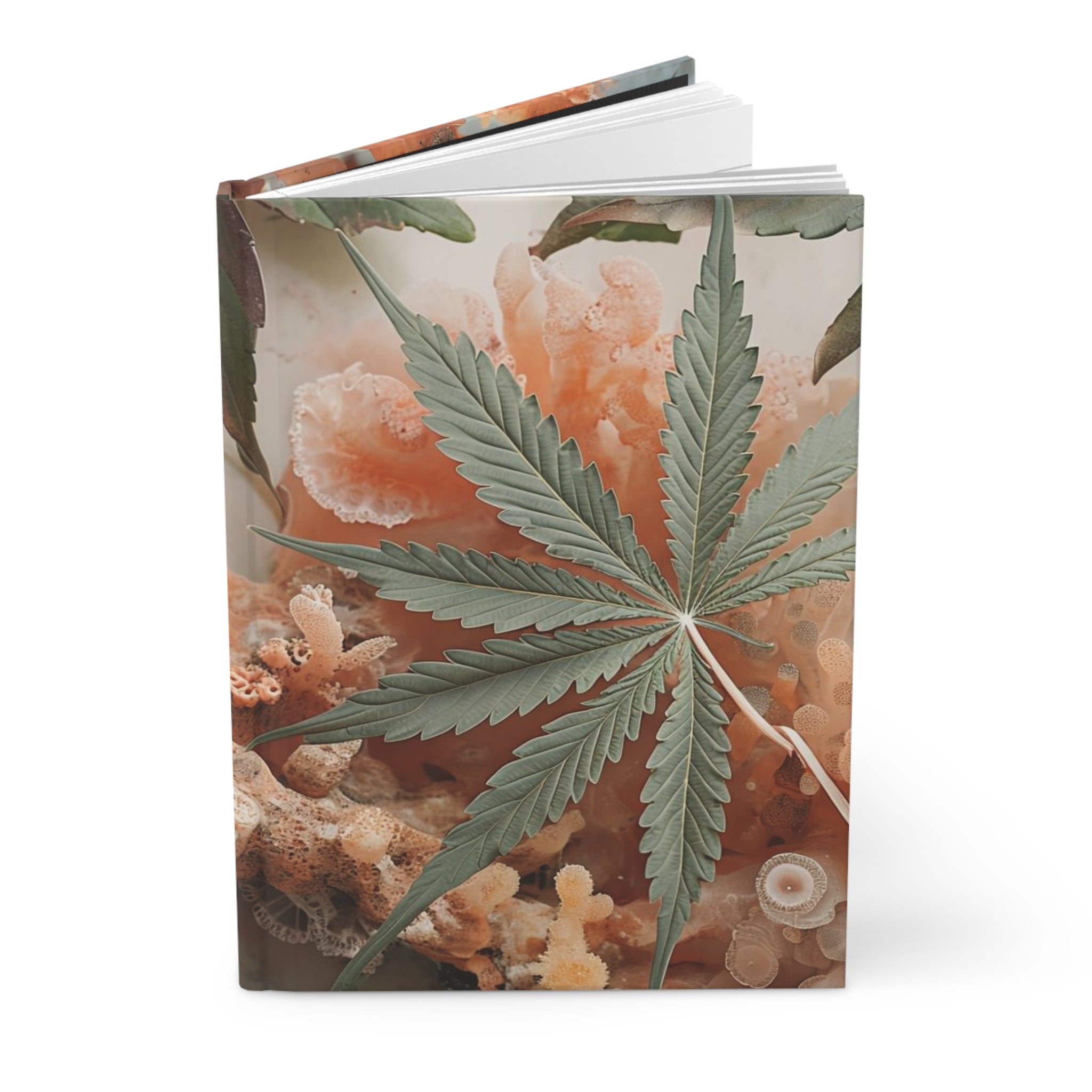Artsy Coral and Cannabis Design Hardcover Journal