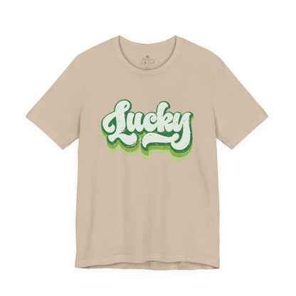 St Patrick's Day Lucky Tee, Simple Retro Unisex Jersey Shirt, Irish Shamrock Top, Green Clover T-Shirt Gift, Vintage Festival Clothing