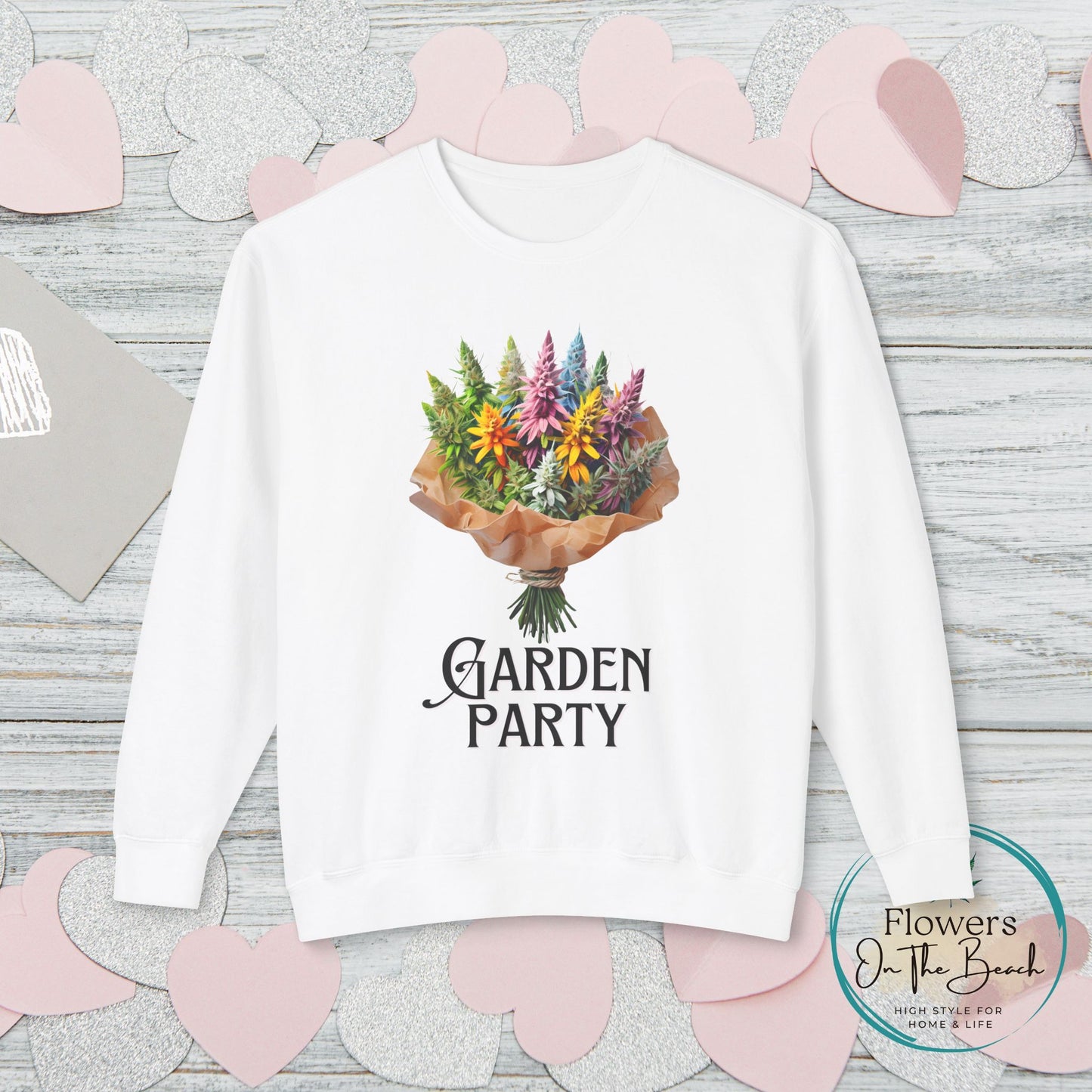 Garden Party Lightweight Crewneck, Stoner Valentines Gift, Floral Stoner Jumper, Marijuana Lover Shirt, 420 Humor Tshirt, Cannabis Humor