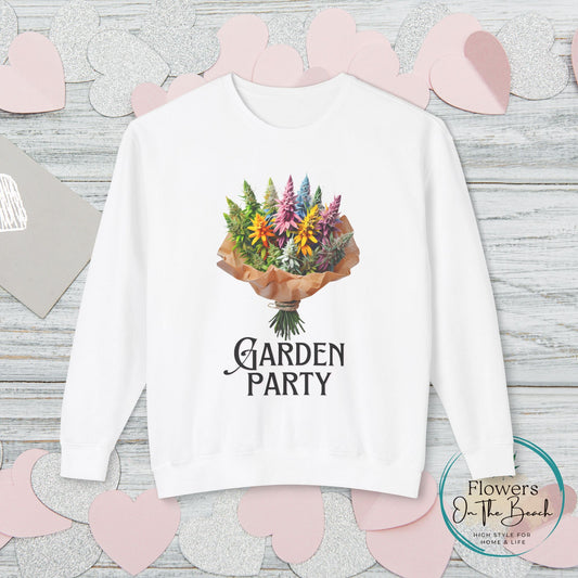 Garden Party Lightweight Crewneck, Stoner Valentines Gift, Floral Stoner Jumper, Marijuana Lover Shirt, 420 Humor Tshirt, Cannabis Humor