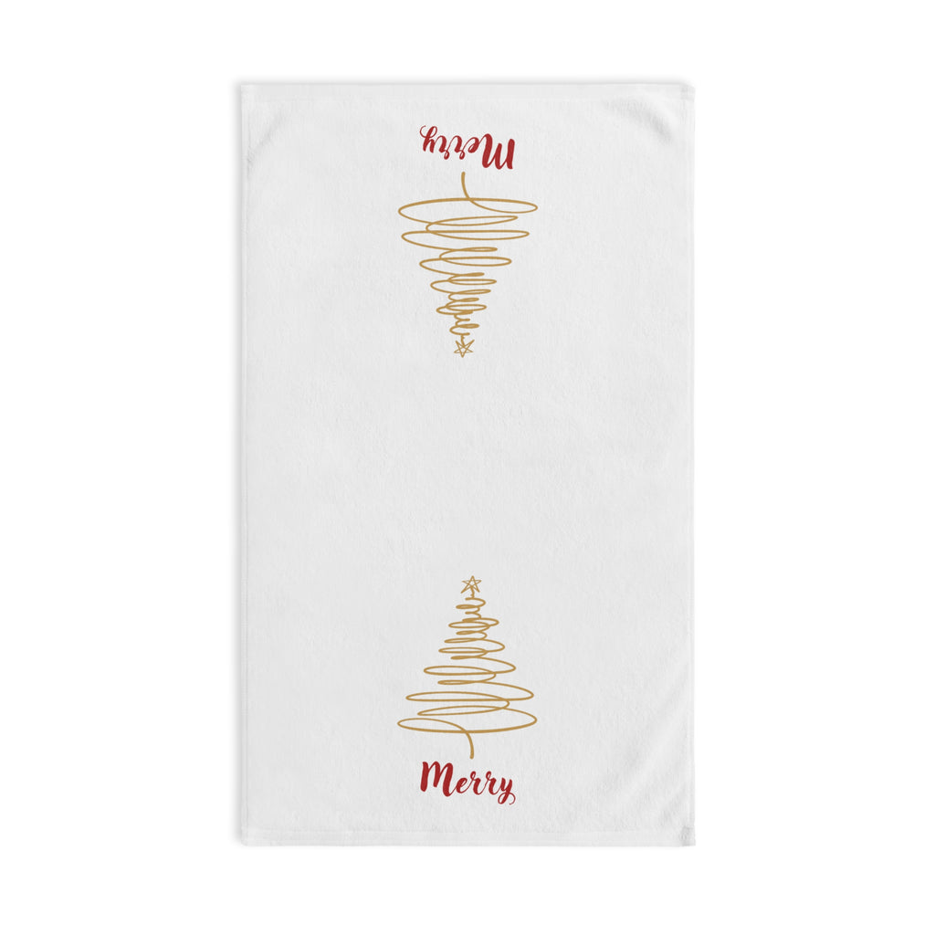 Merry - Minimalist Gold Christmas Tree Hand Towel