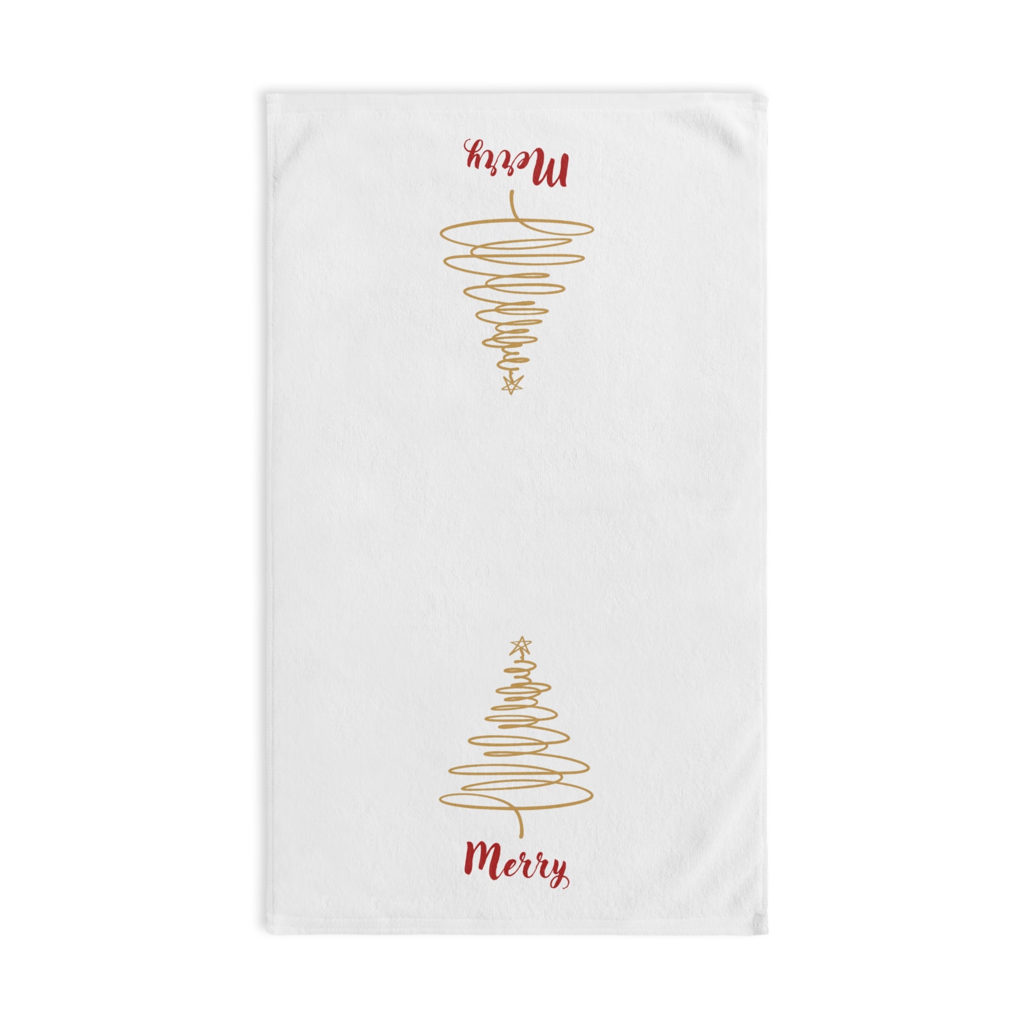 Merry - Minimalist Gold Christmas Tree Hand Towel